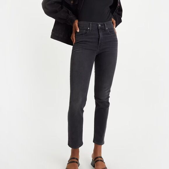 NWT LEVIS PREMIUM 724 HIGH-RISE STRAIGHT
CROPPED Sz 24 Black - Picture 1 of 16